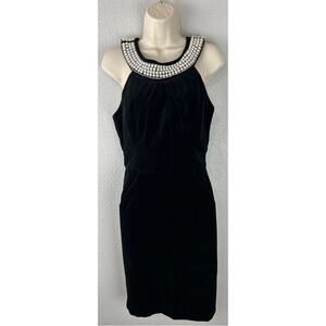 Milly of New York - Breakfast at Tiffan Pearl Collar Velvet  Black Dress, size 4